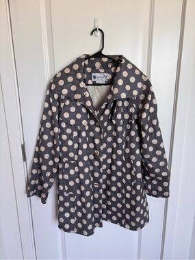 Vintage Nuage Gray Polka Dot Gray Blue White Coat